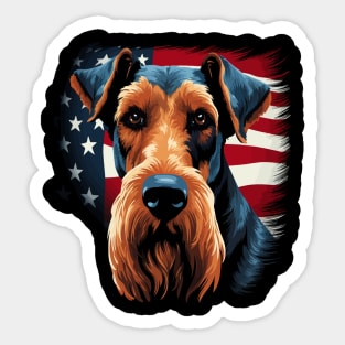 Patriotic Airedale Terrier Sticker